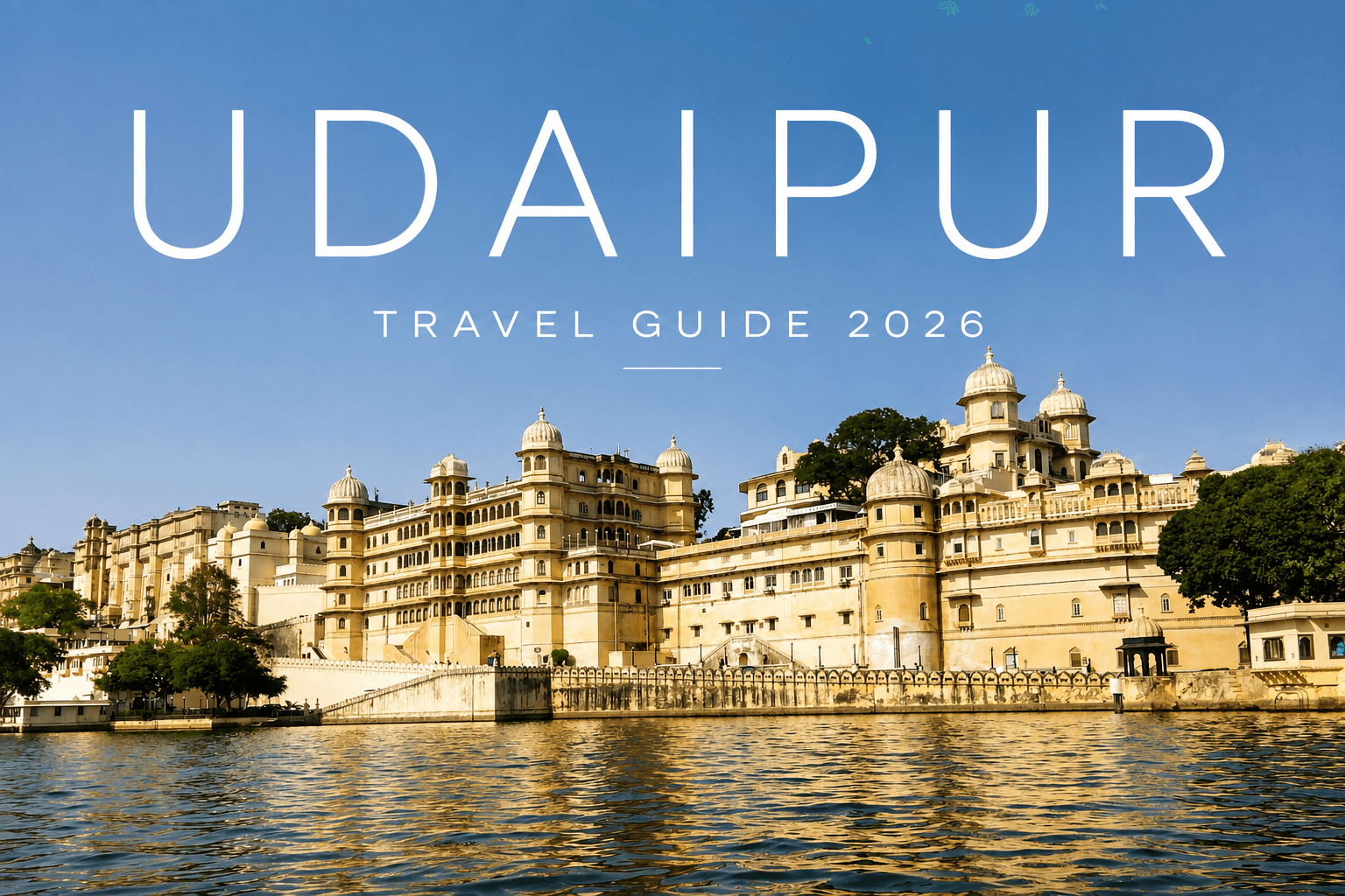 Udaipur city and Lake Pichola surrounded by the Aravalli Hills in Rajasthan