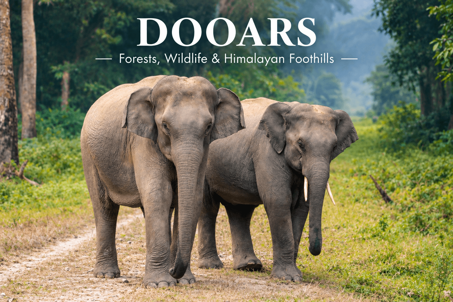 Green forests and hills of Dooars in West Bengal
