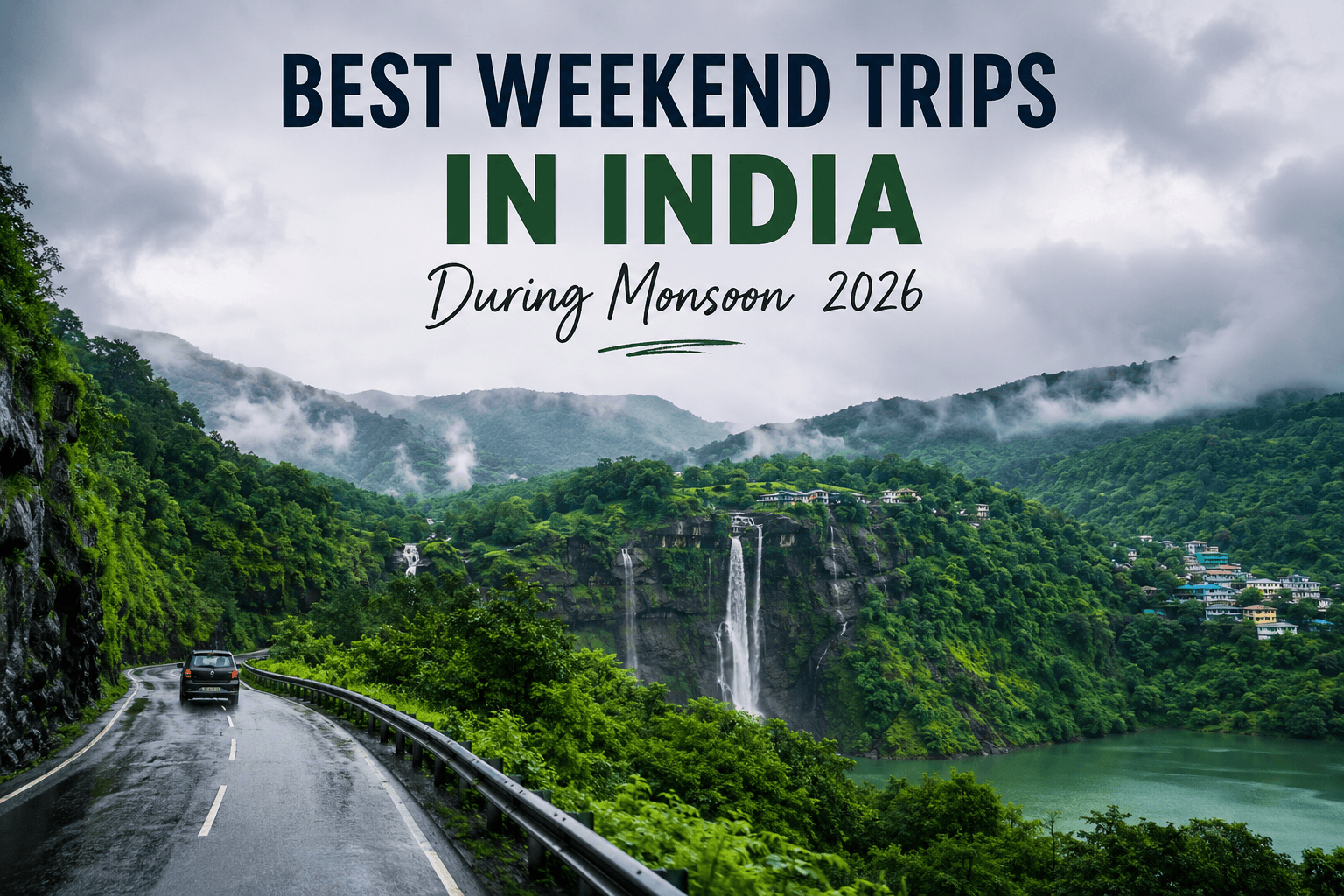 Best weekend trips in India during monsoon 2026 with green hills, waterfalls and rainy roads